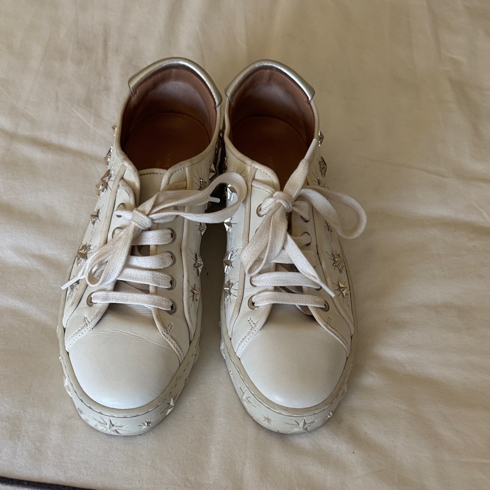 Aquazzura Cream Star-Embellished Sneakers